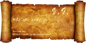 Végh Irén névjegykártya